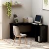 vidaXL L-Shaped Corner Desk High Gloss Black 47.2" x 55.1" x 29.5" Engineered Wood