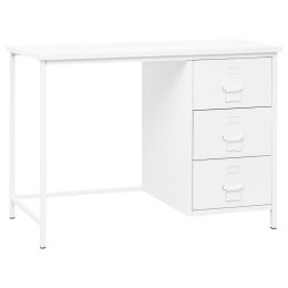 vidaXL Industrial Desk with Drawers White 41.3"x20.5"x29.5" Steel