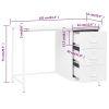 vidaXL Industrial Desk with Drawers White 41.3"x20.5"x29.5" Steel